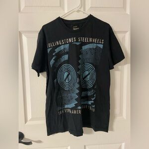 T36- RIFF STARS Black ROLLING STONES 1989 STEEL WHEELS Concert Souvenir T-Shirt